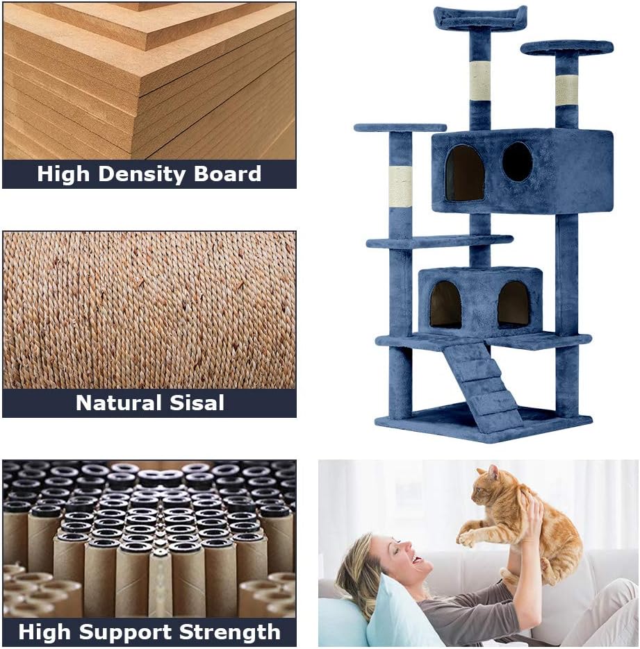 BestPet Cat Tree Tower Plush Indoor Multi-Level Cat Condo with Hammock and Scratching Post,55"