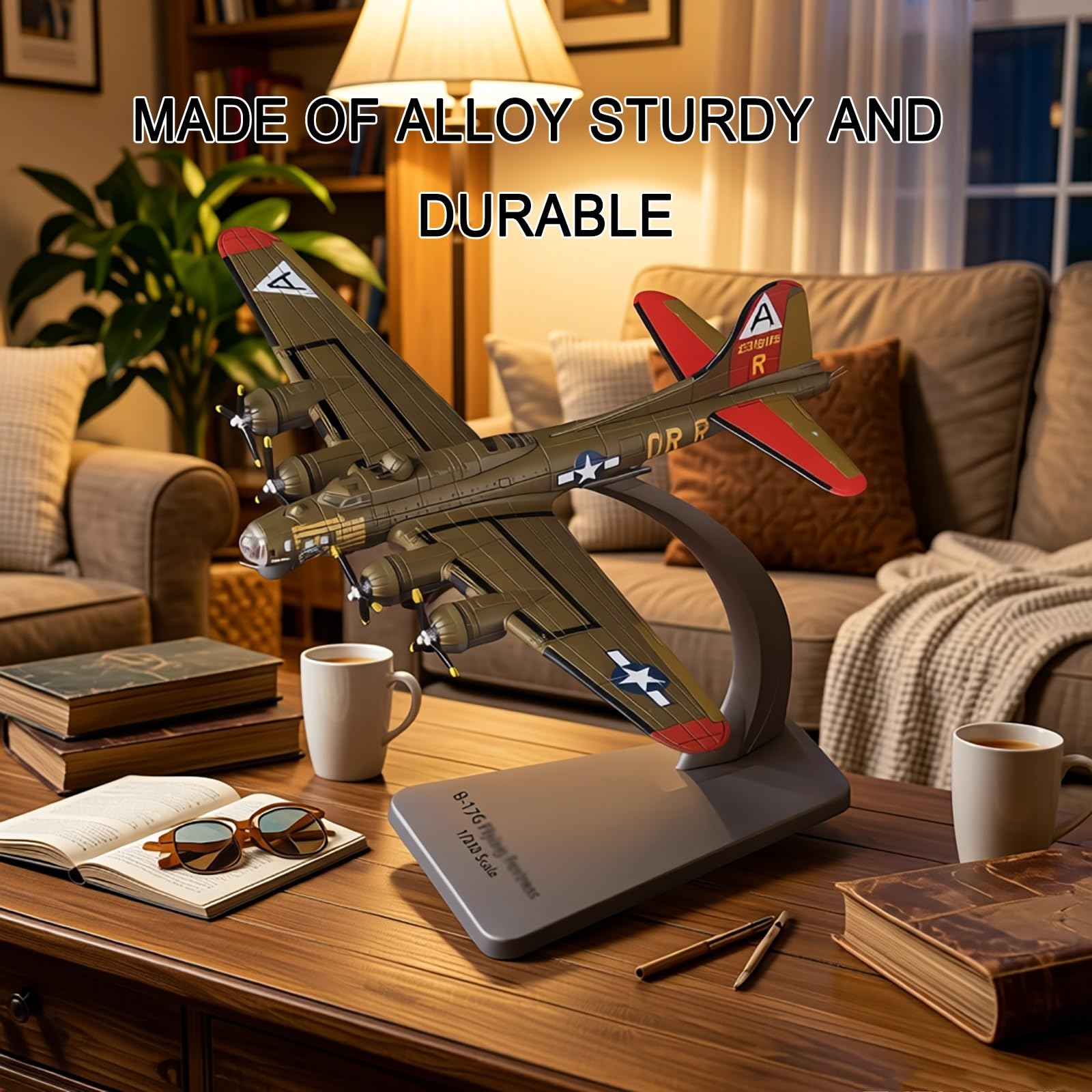 Modello aereo bombardamento militare in lega pressofusa B-17G scala 1:200, dettagli alta precisione, lega zinco antiruggine, parti mobili for collezionisti, display, regalo educativo