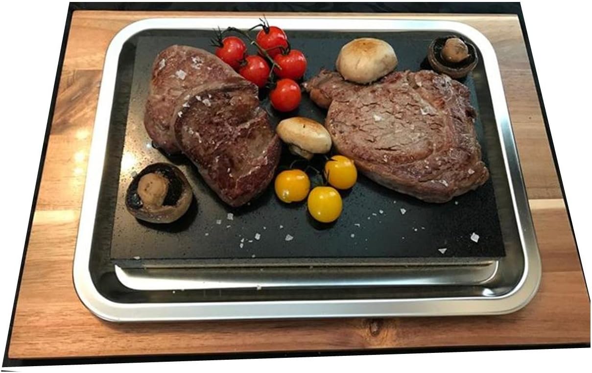1 Sharing Platter Extra Large Thick Steak Cooking Stone - Black Lava Stone - Sizzling Hot Plate - Higoshi Steak Stones