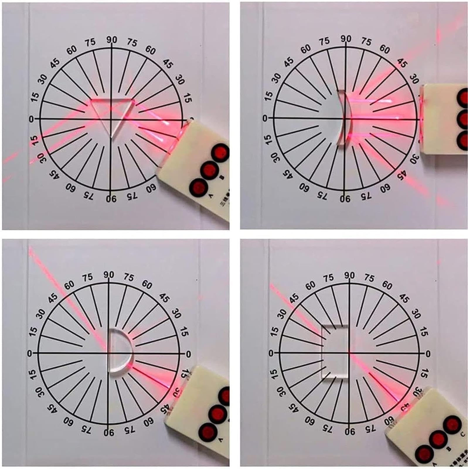 Set di esperimenti di ottica fisica e lenti convesse concave