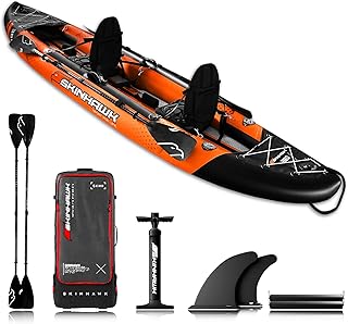 SKINHAWK Exclusiv Orange Kajak Set 380 – Schlauchboot – Kanu - 380 x 96 cm - 2 Personen Kajak