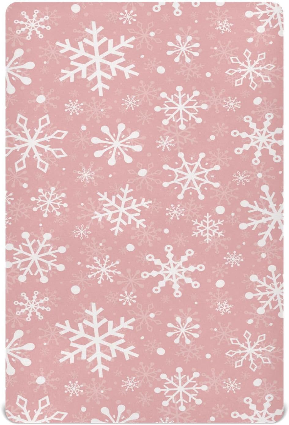 Christmas Snowflakes Fitted Crib Sheet for Boys Girls Baby Crib Sheet Crib Mattress Sheet Soft Baby Sheets for Pack N Play Mattress Pad,52 X 28 in