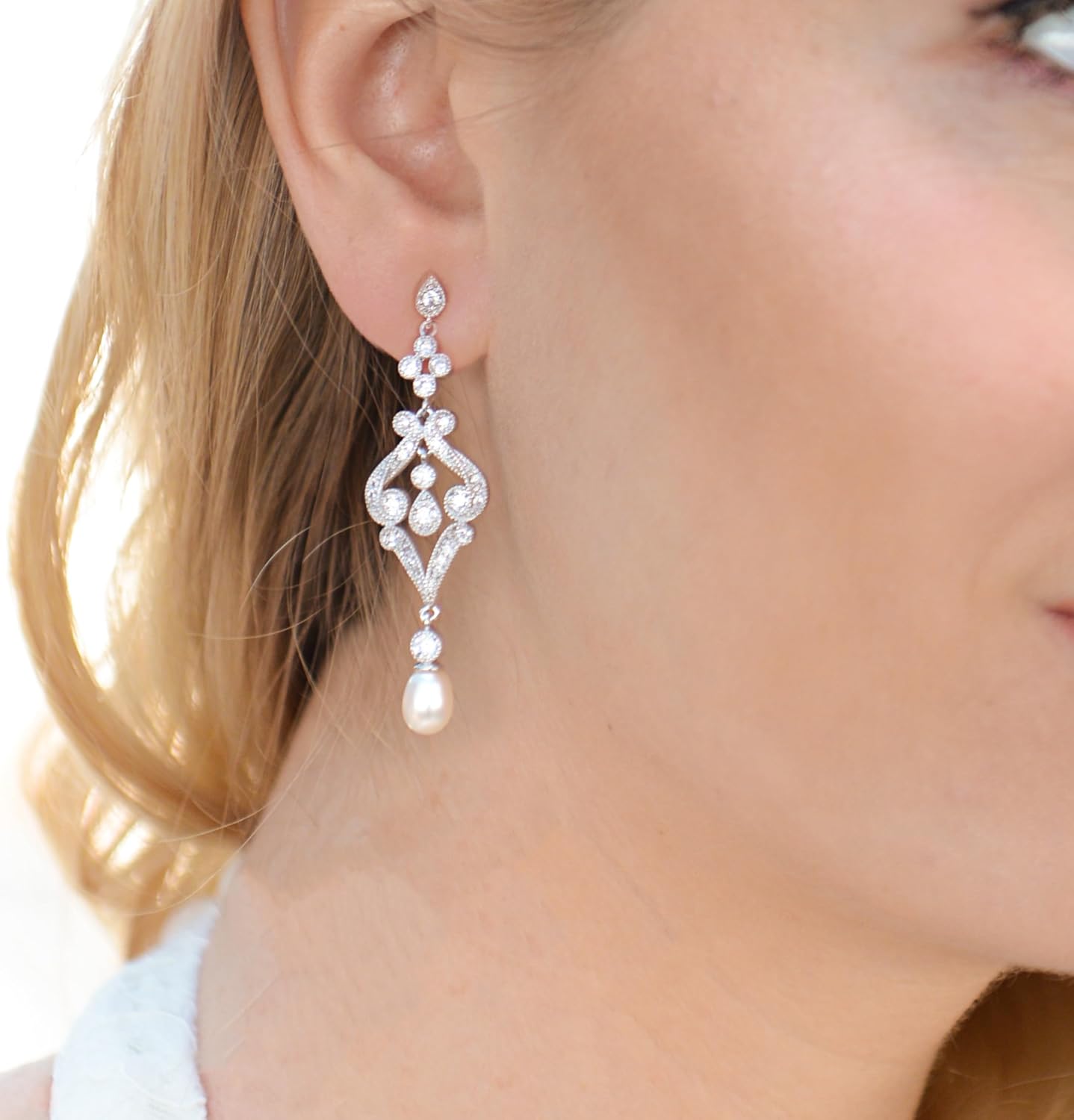 Mariell Bridal Wedding Freshwater Pearl Drop Earrings for Brides, Bridesmaid, Prom, Mother of the Bride