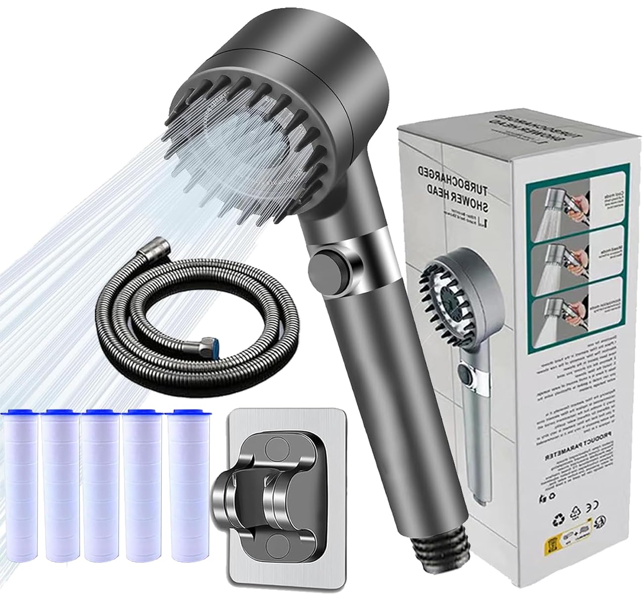 Photo 1 of 2025 Filtered Shower, Portable Shower with 3 Spray Modes, Adjustable On/Off Shower Head, with 150cm/1.5m Hose, Suitable for Aquarium and Animal Bathing and Rinsing
