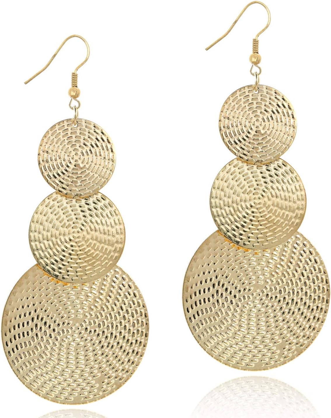 Women's Gold Dangle Chandelier Earrings Filigree Tiered Hollow Cutout Earrings for Party Prom xMAS Holiday