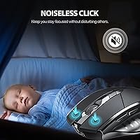 Vista 3 de INPHIC Ratón Bluetooth inalámbrico multidispositivo, recargable, receptor USB, 6 botones, ergonómico para laptop, computadora, Mac, PC, etc.