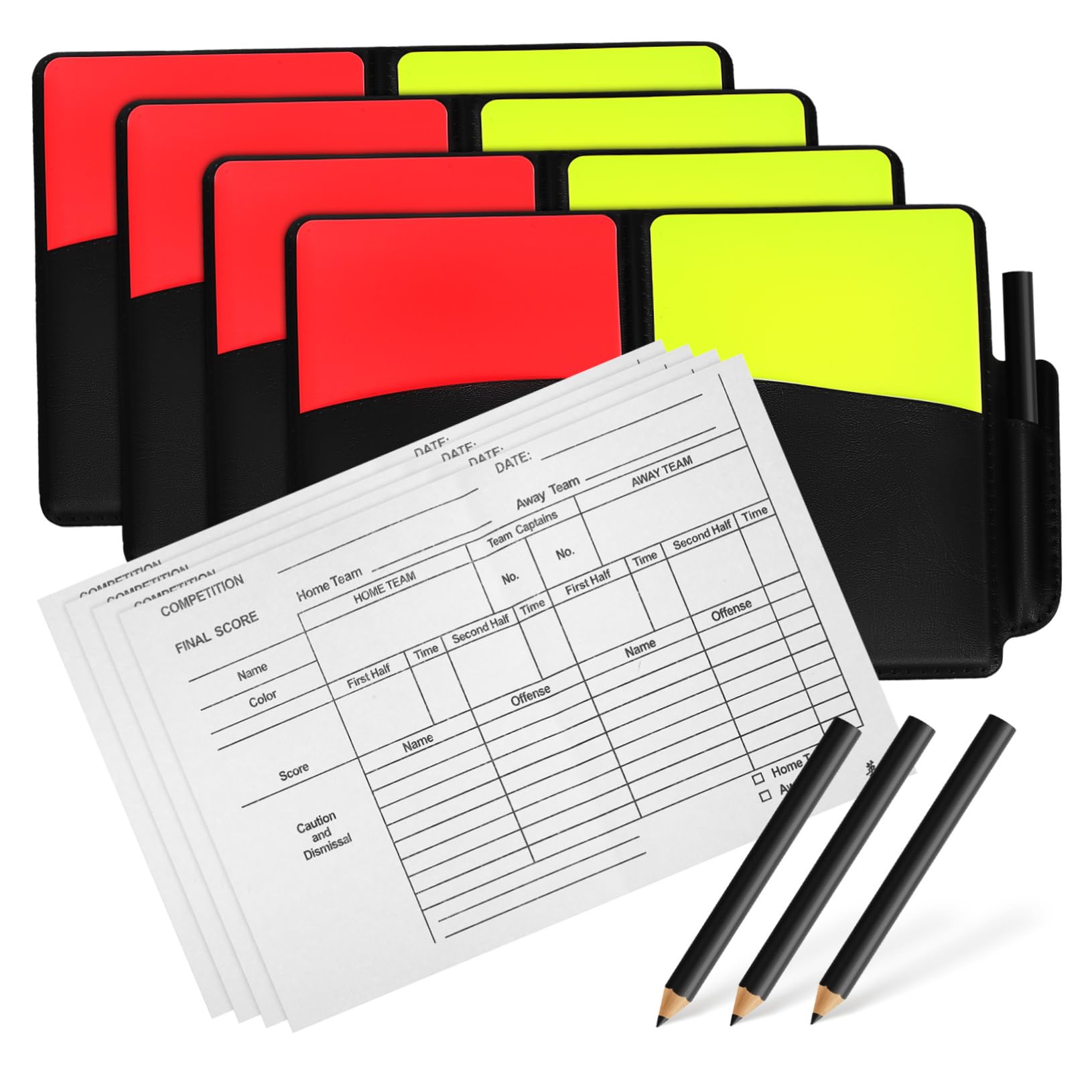 BESPORTBLE 4 Sets Set Soccer Referee Card Set Red Yellow Cards with Score for Sports Games Volleyball Football Referee Accessories