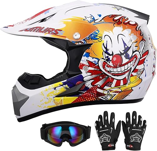 Miniatura 1 de DOT - Casco de motocross juvenil con gafas y guantes para niños de 5 a 14 años, casco ATV para niños y niñas, casco de cuatro ruedas para niños,
