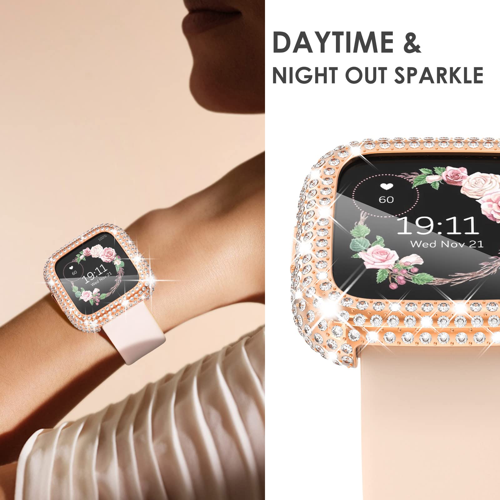 Fit bit watch with sparkly case and band V-MORO Compatible with Fitbit Sense 2/Versa 4 Bands for  main image 2