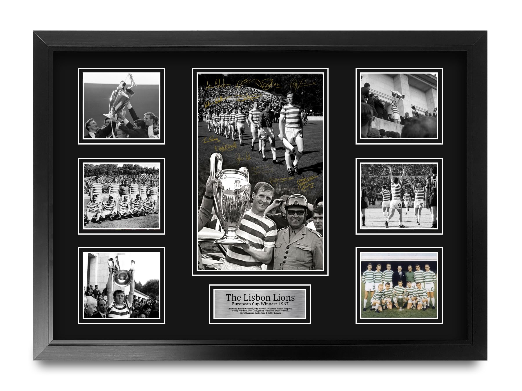 HWC Trading Celtic Lisbon Lions 1967 Memorabilia Stampati Autografo Firmato Esposizione Della Fotografia Per Gli Appassionati Di Calcio E Sostenitori - A2 Incorniciato
