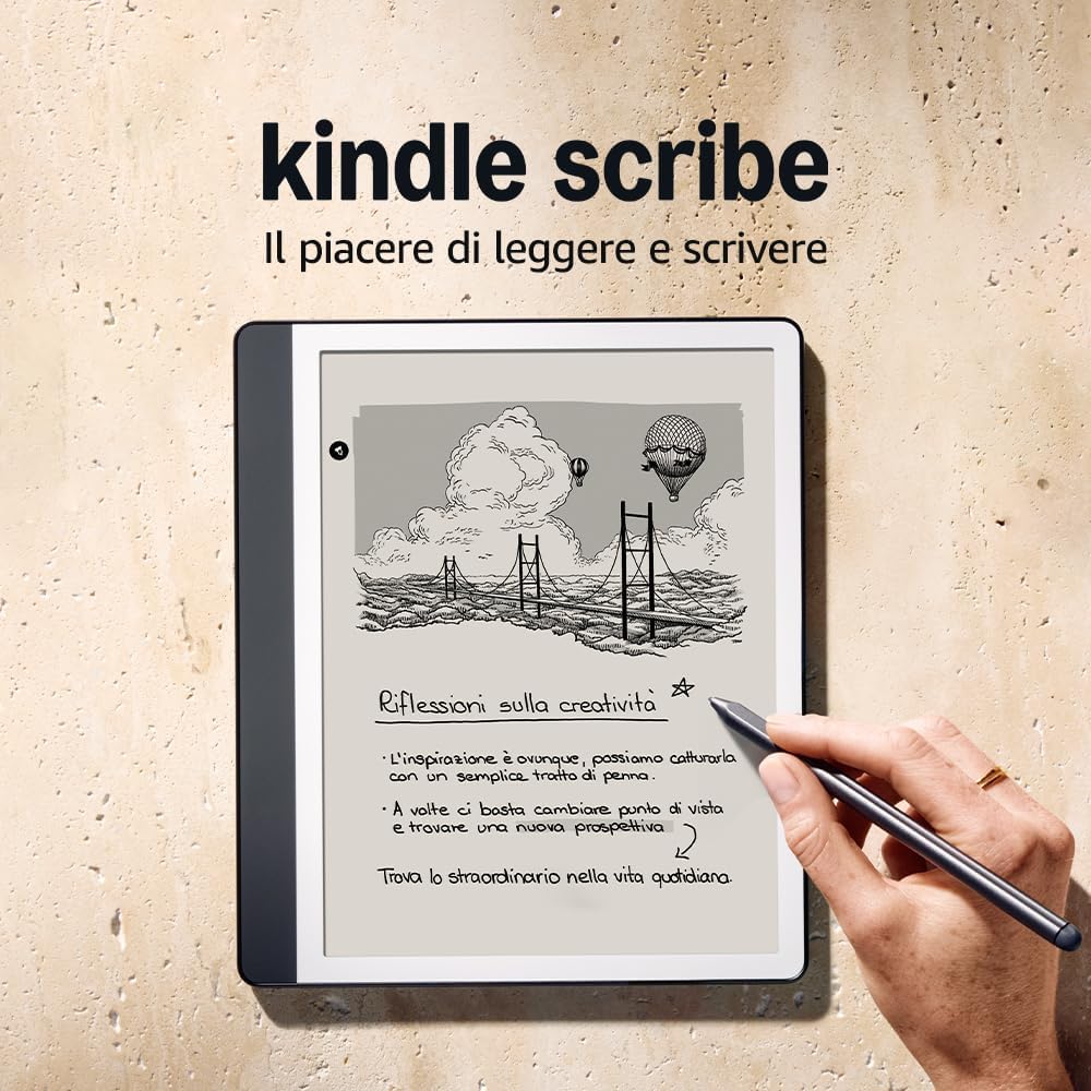 Kindle Scribe (versione 2024) 16 GB, una custodia in pelle Amazon Premium e un alimentatore Amazon Powerfast da 9 W