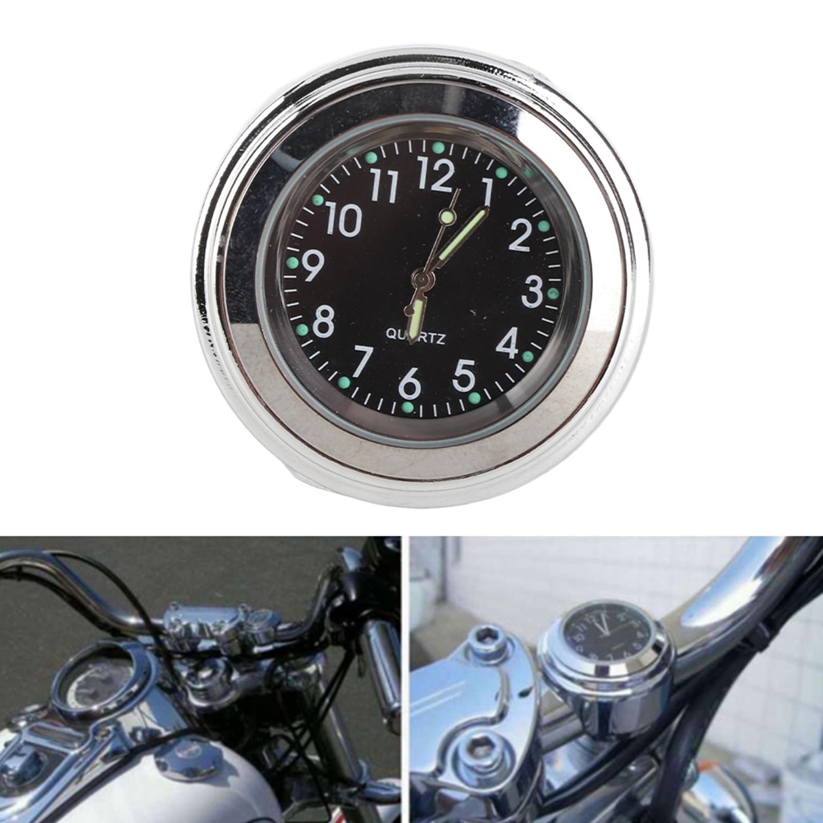 Denash Montre à Cadran de Moto, Jolie Montre de Moto Cool, Haute dureté, Antirouille pour Moto (Black)