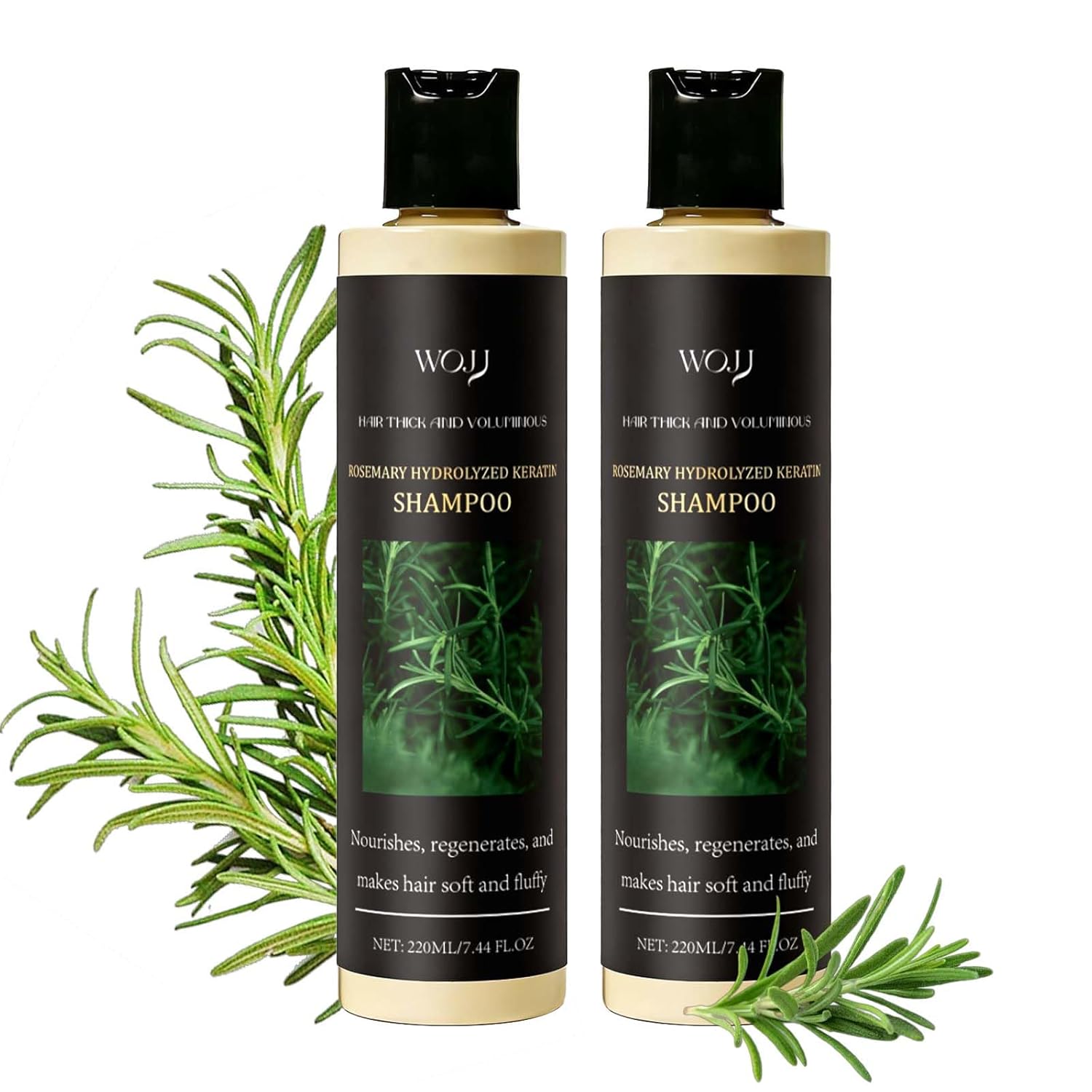 Rosemary Hydrolyzed Keratin Shampoo - Sulfate-Free Volumizing Shampoo for Fine Hair, Adds Fullness, Color-Safe & Vegan, 7.4 fl oz (2)