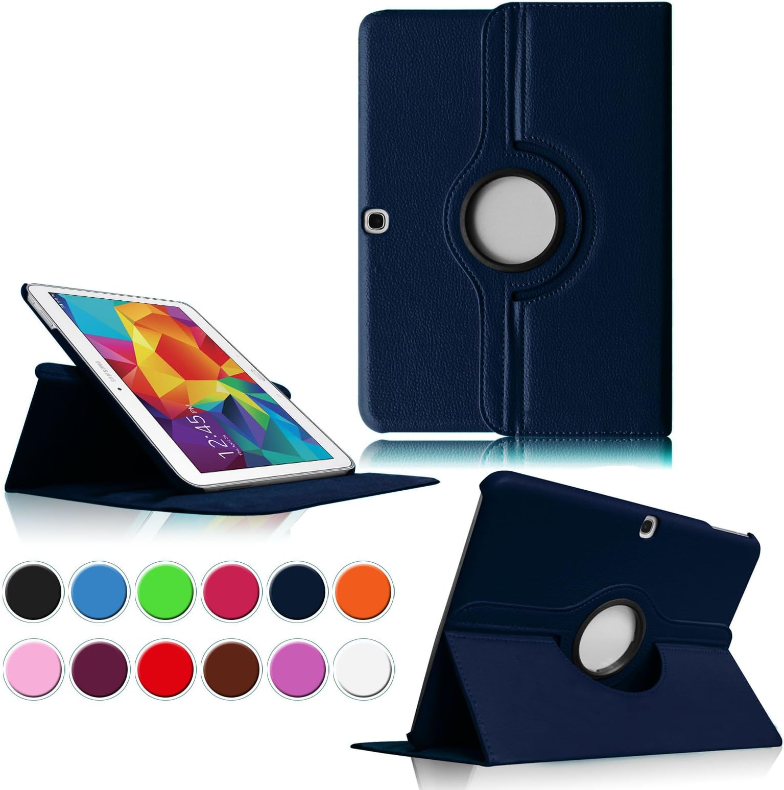 Intellishop Online (NAVY) 360 Rotating Leather Stand Case Magnetic Wake/Sleep Cover for Samsung Galaxy Tab 4 10.1 SM-T530NU 10.1-Inch Tablet