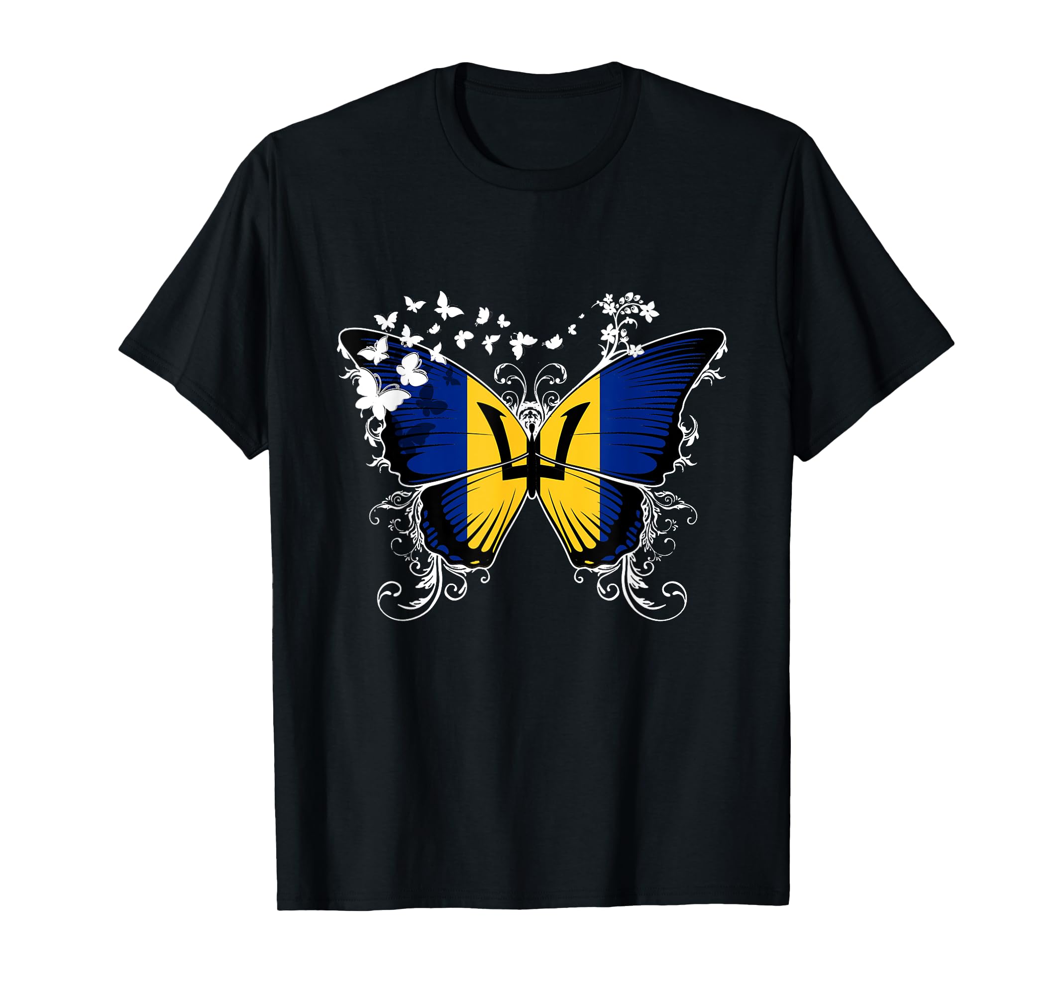 Barbados Flag Shirt Butterfly Graphic T Shirt T-Shirt