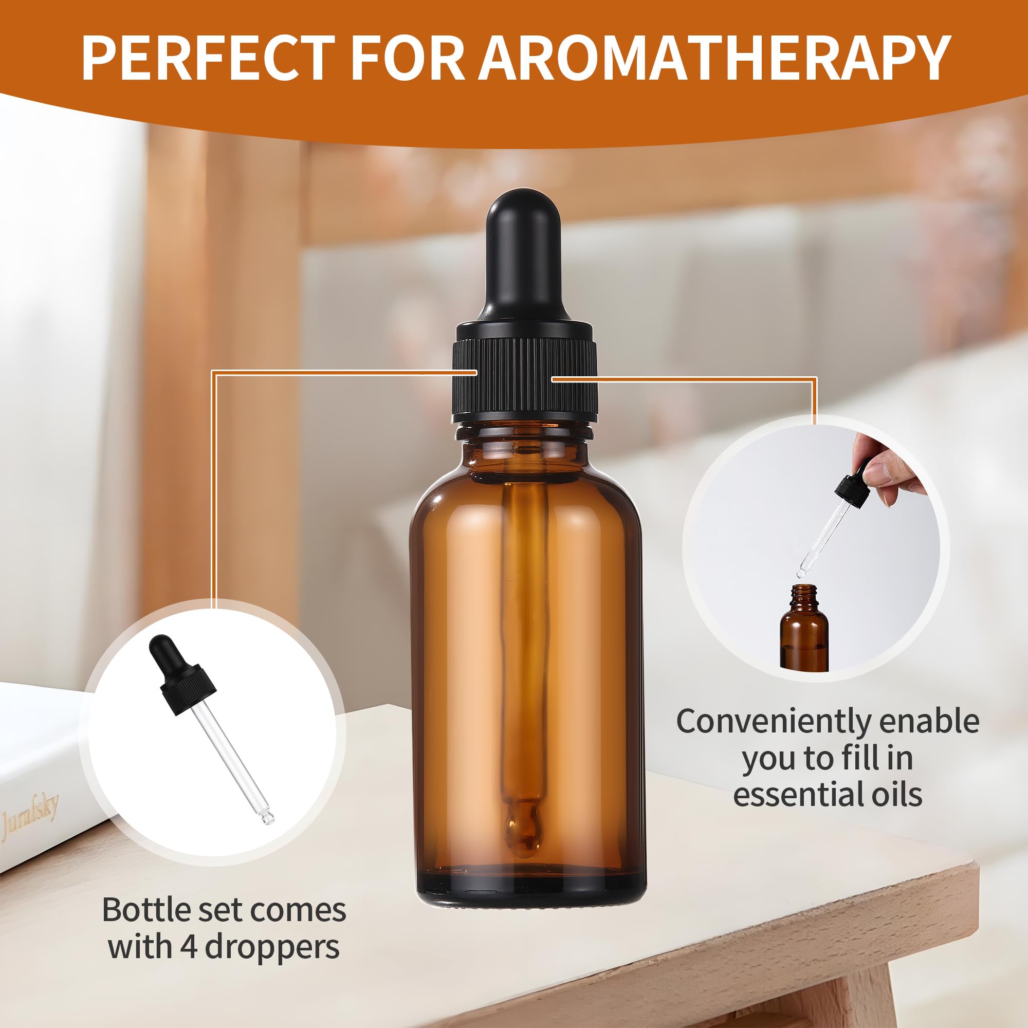 10 pezzi contagocce vetro scuro 30ml con imbuti, boccette per oli essenziali con contagocce e imbuto, flaconi da farmacia per oli essenziali, oli profumati, aromaterapia, massaggi, capelli