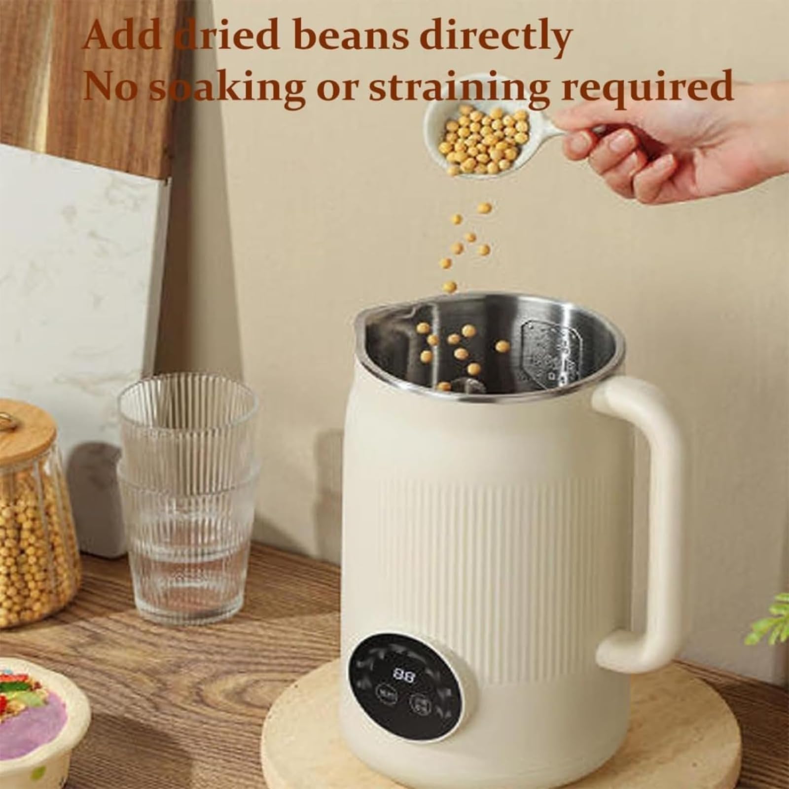 Nussmilch-Maschine 1600 ml 8-in-1 Multifunktions-Automatischer Sojamilchbereiter mit Startverzögerung und Warmhalten