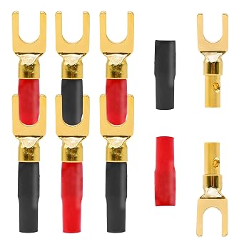 Y Spade Plugs Speaker Connectors Gold Plated Barrier U Fork Banana Plugs Connectors Solderless Terminals for Speaker Amplifier Sound System Home Audio Wire Cable -8pcs