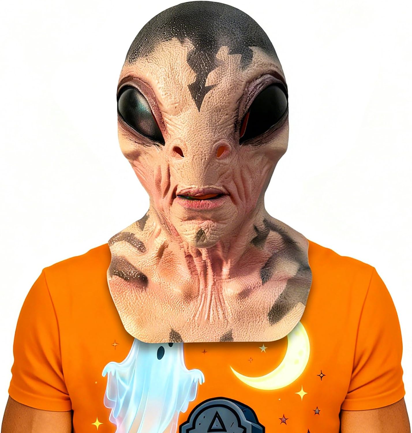 Alien Mask, Realistic Latex Full Head UFO Mask, Scary Halloween Cosplay Costume Mask, Horror Party Dress Up Props