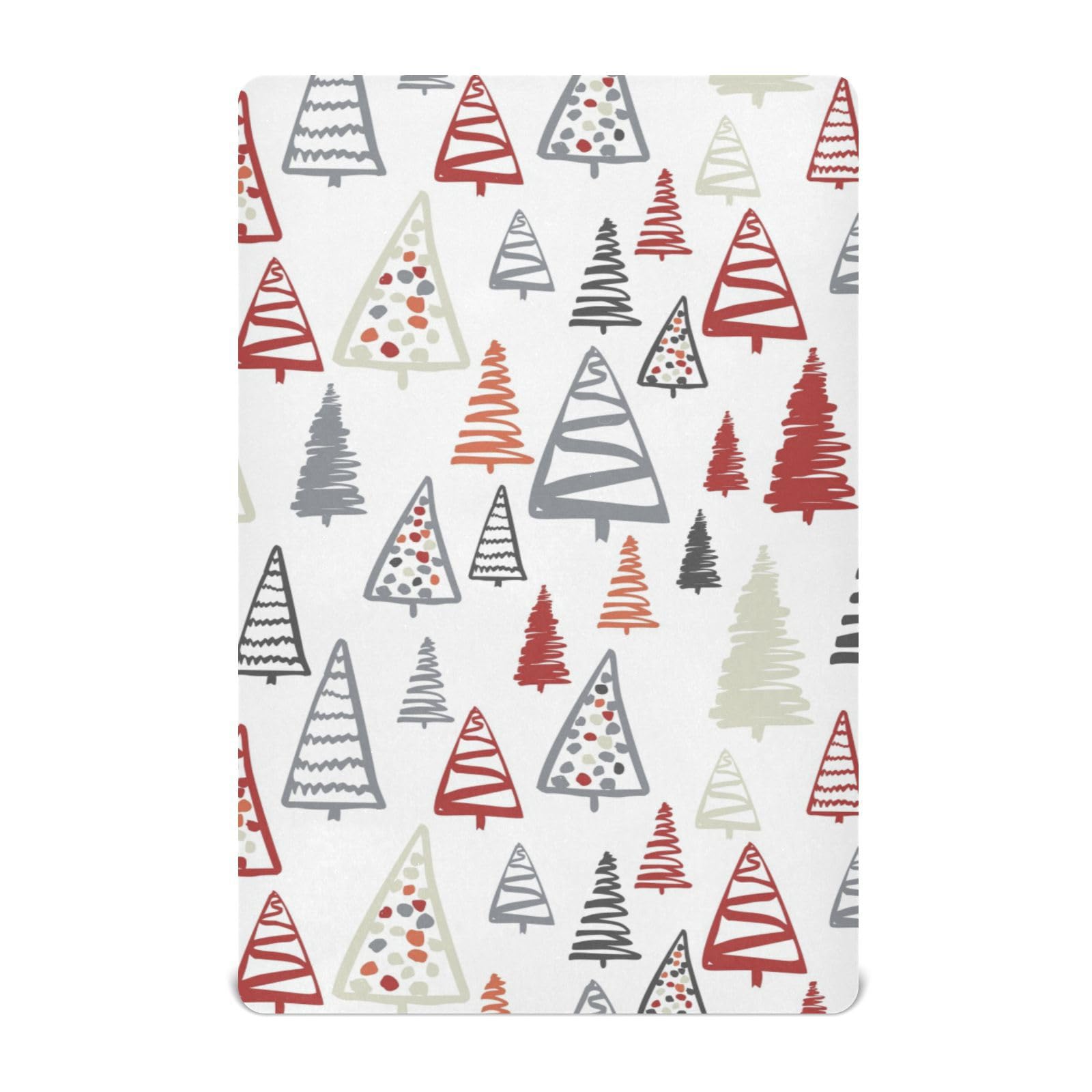 Moudou Christmas Tree Playard Sheet for Boy Girls, Soft Breathable Fitted Toddler Sheet for Standard Playard Bed Mattress, 39 x 27 x 5 Inch