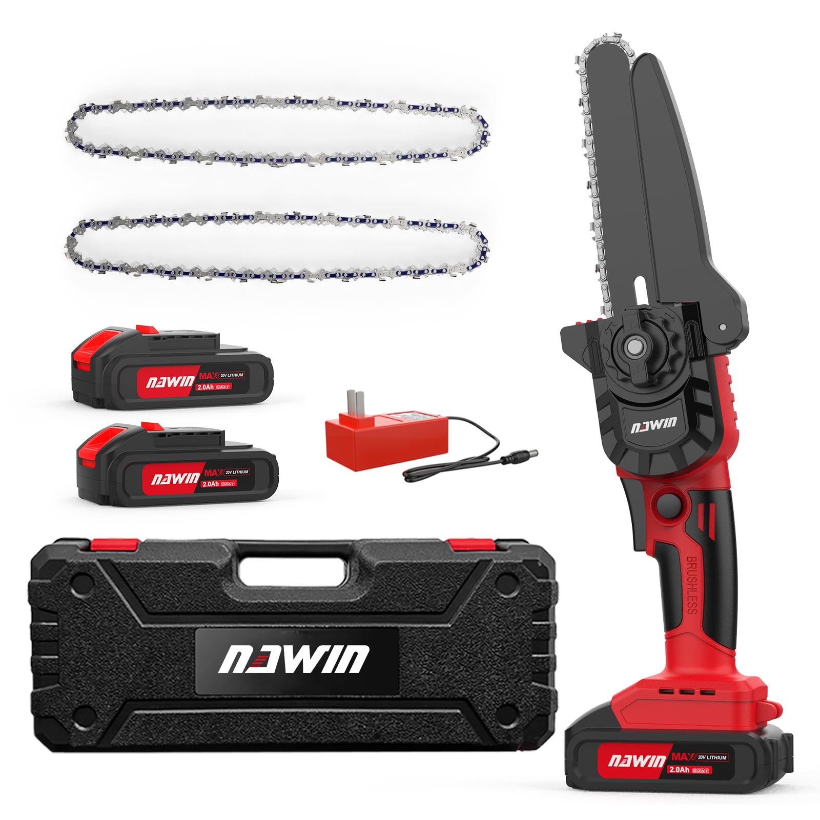 NAWIN Mini Cordless Chainsaw，6 Inch Electric Chainsaw ，Battery Powered Chainsaw With 2×2.0Ah High Capacity Battery,Handheld Chainsaw, Brushless Motor Chainsaw Cordless for Wood Cutting Tree Trimming (B0CL6F7P88) Amazon Price History, Amazon Price Tracker