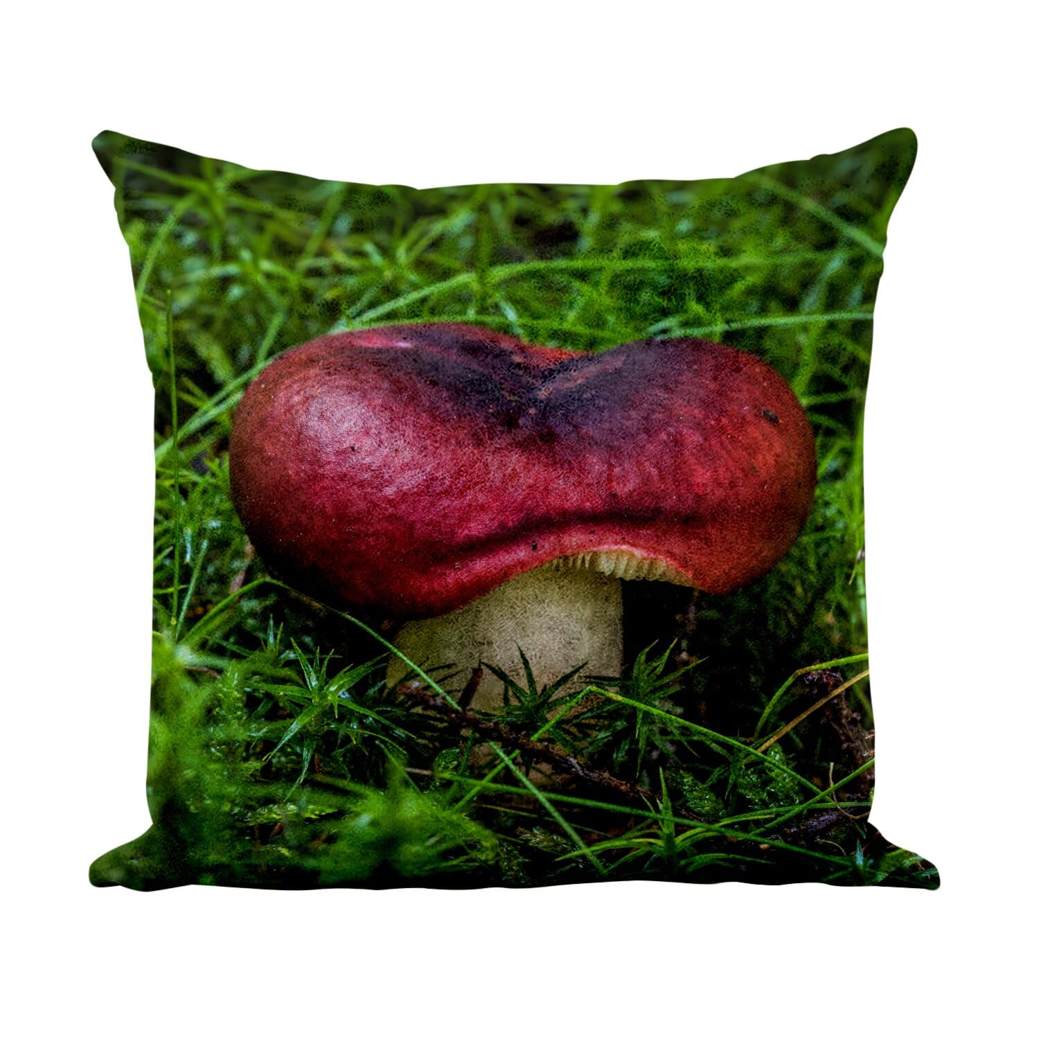 Housse et coussin similicuir blanc 40x40cm imprimé champignon mauve forêt