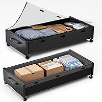 Vista 17 de Almacenamiento debajo de la cama con ruedas, cajones de almacenamiento rodantes debajo de la cama, almacenamiento de madera debajo de la cama