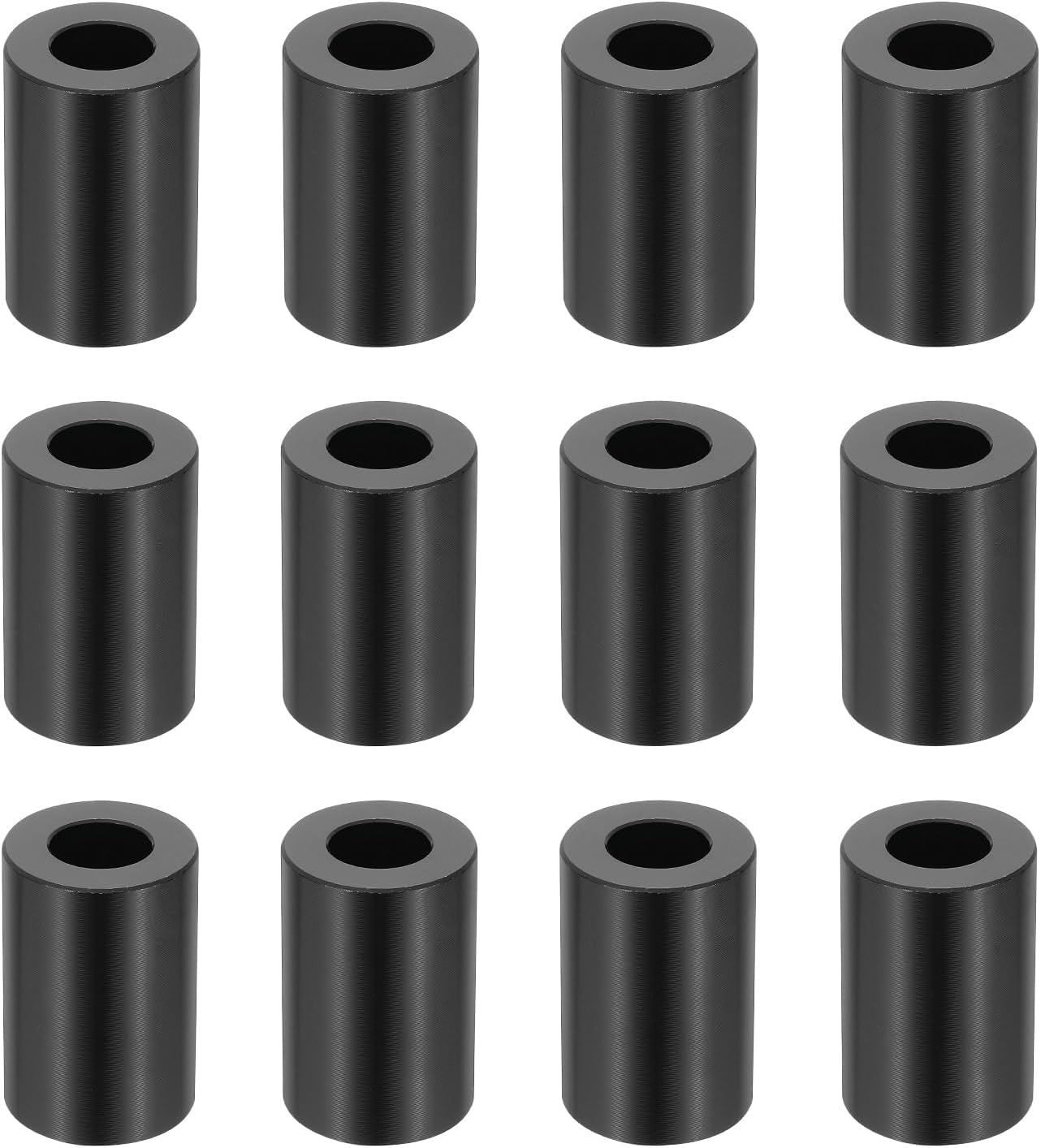 PATIKIL 12PCS Aluminum Spacers, 1/2 x 1 Metal Spacers Aluminum 1-1/2 L Spacer Screw Standoff Round Unthreaded Standoff Bushing for 5/16inch Screw Bolts, Black