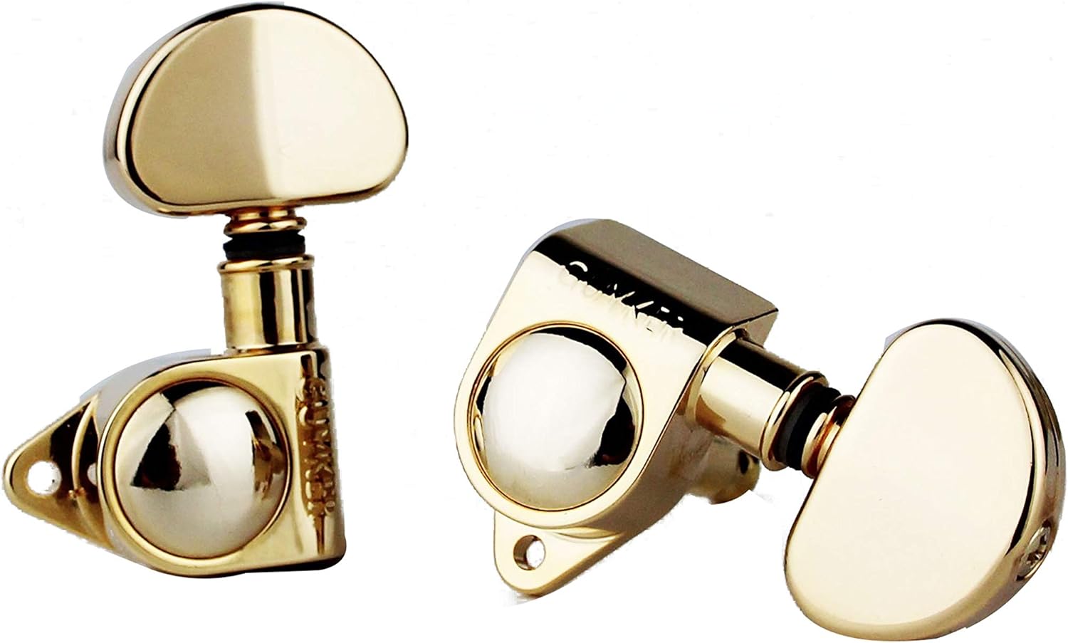 Guyker Guitar Machine Heads (3L + 3R Handed) – 1:21 Sealed Tuners Tuning Key Pegs with Big handle Replacement for Electric, Folk or Acoustic Guitars – Gold, GK102G
