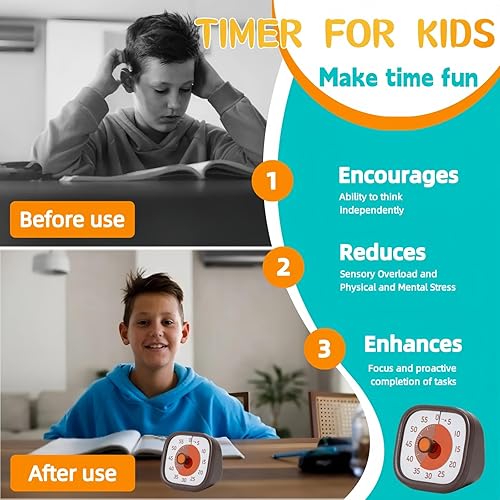Miniatura 4 de Temporizador visual para niños, temporizador de tiempo, temporizador de 60 minutos para niños para aula, oficina en casa, temporizador de cuenta
