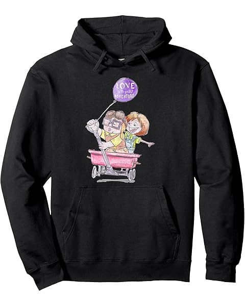 Disney Pixar Up Carl & Ellie Wagon Ride Sketch Hoodie Pullover Hoodie