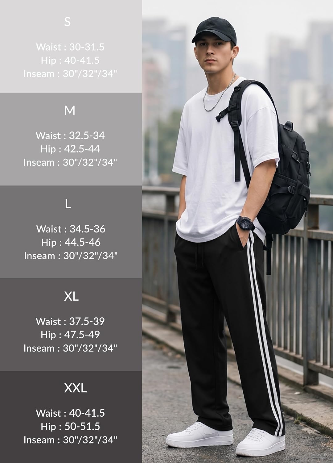 Safort Men's 30"/32"/34" Track Pants Wide Leg Sweatpants Zipper Pockets Loose Sweatpants Athletic Workout