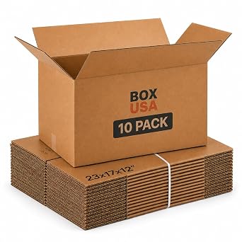 BOX USA Moving Boxes Large 23L x 17W x 12H 10-Pack - Corrugated Cardboard Box for Shipping, Mailing, Packing, Packaging and Storage
