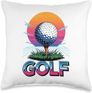 90s Vintage Golf Player Golfing Golfer Throw Pillow