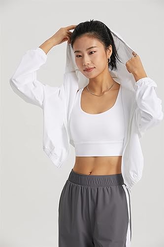 Vista 3 de altiland Chaqueta recortada con protección solar UPF 50+ para mujer, con cremallera, camisa de enfriamiento para entrenamiento atlético, sudadera