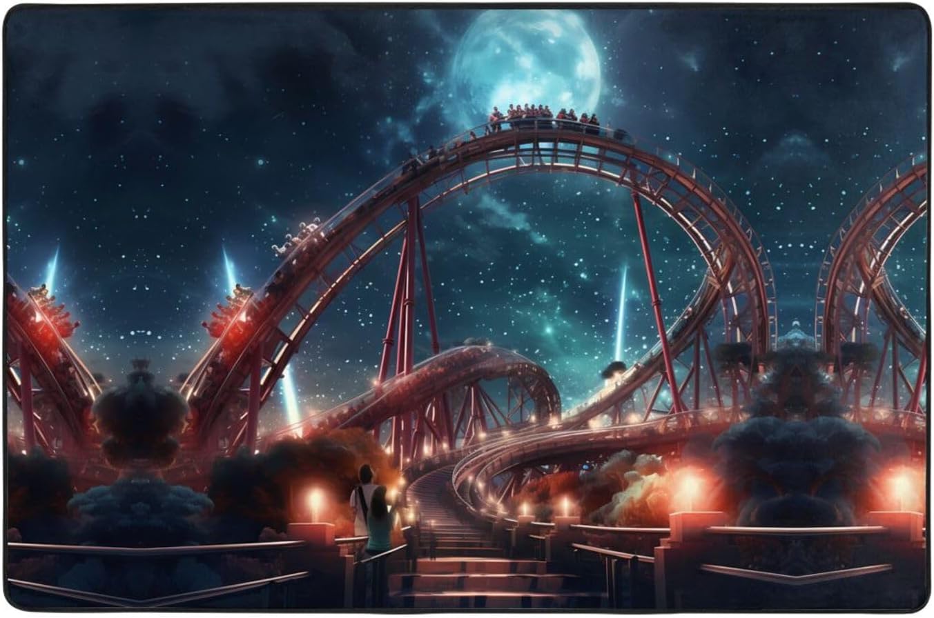 Starry Roller Coaster Printed Anti-Slip Floor mat Carpet Rug 72"x48" for Living Room Office Coffee Table Bed Balcony