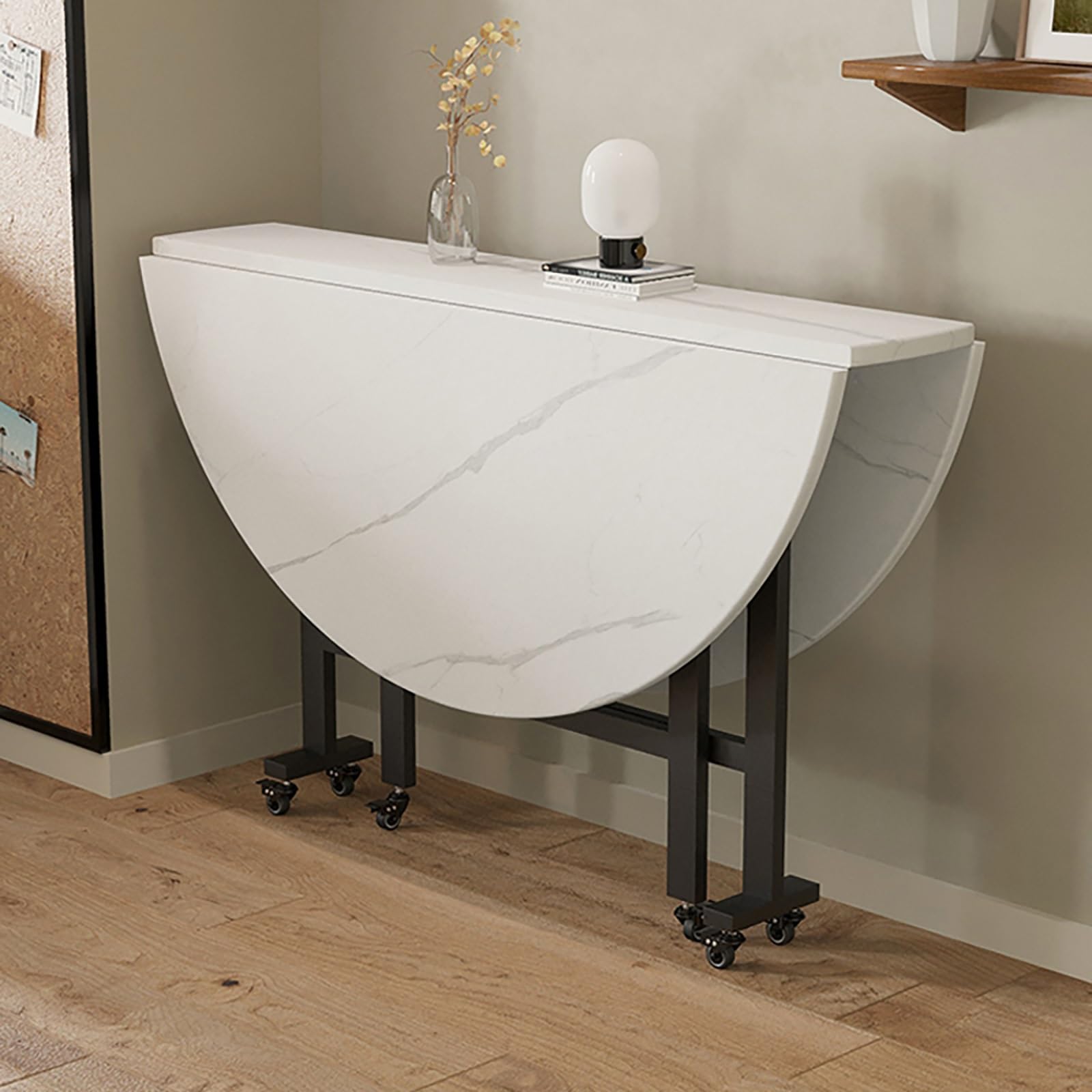 Table de cuisine extensible en bois blanc idéale pour repas de famille et bureau