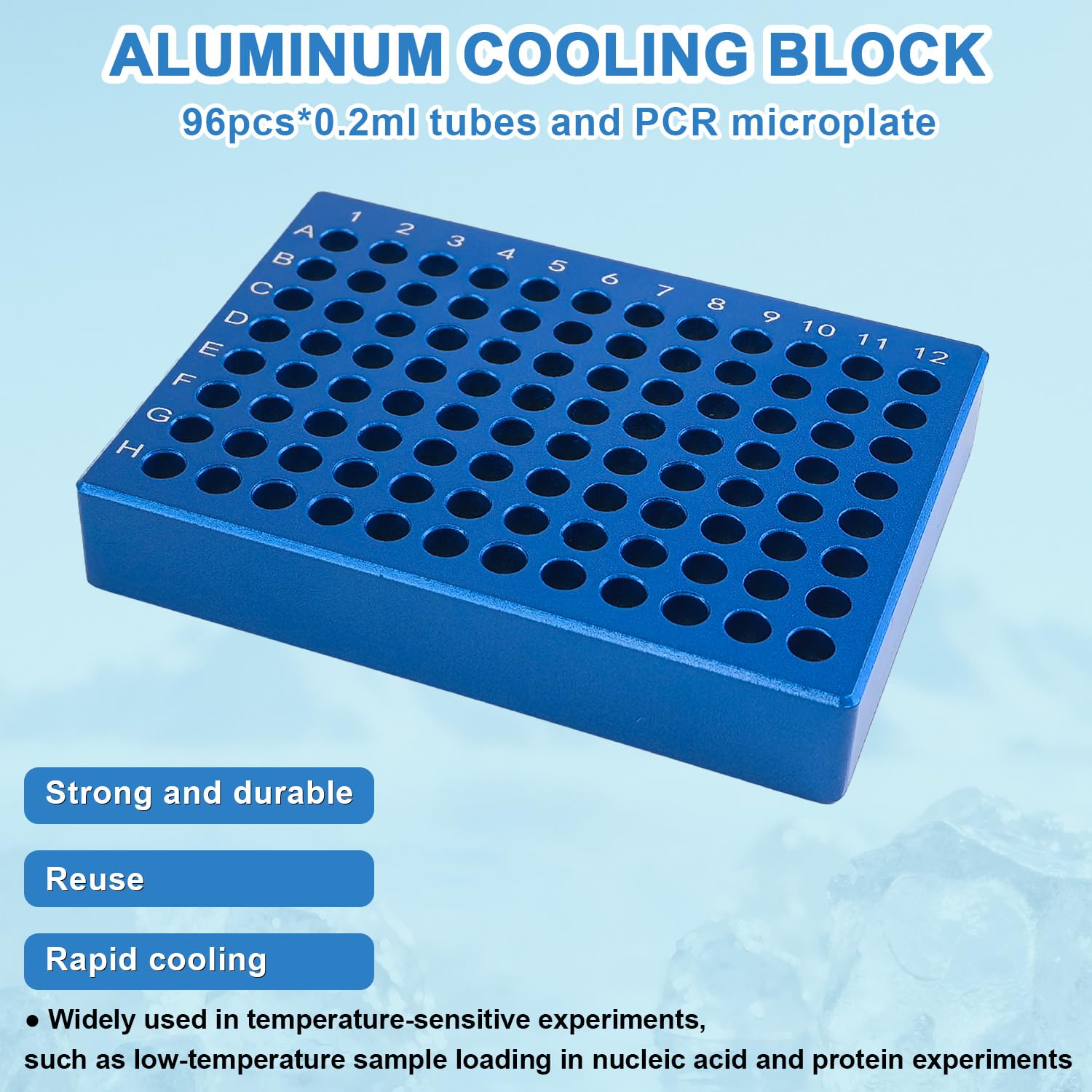 Aluminum Cooling Block - PCR Plate Cooler ，96-Well for 0.2 mL Tubes, Strips or 96-Well Plates (96-Well)