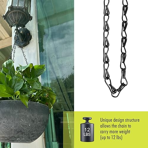 Miniatura 4 de Fetanten Cadenas colgantes de plantas, cadena de metal de 20 pulgadas, 3 puntos con gancho en S para comederos de pájaros, linternas, campanillas de