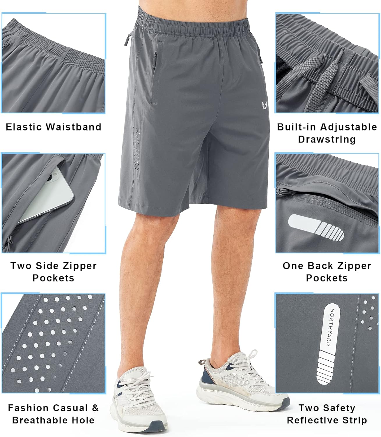 NORTHYARD Men's Athletic Running Shorts Gym Workout Shorts 7"/ 9"/ 5" Quick Dry Lightweight Sports Basketball Exercise Tennis - Image 3