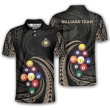 PRIMESTY Personalized Billiards 9 Ball Pool Shirts for Men, Custom Billiard Polo Shirts, Billiard Jerseys Size S-5XL
