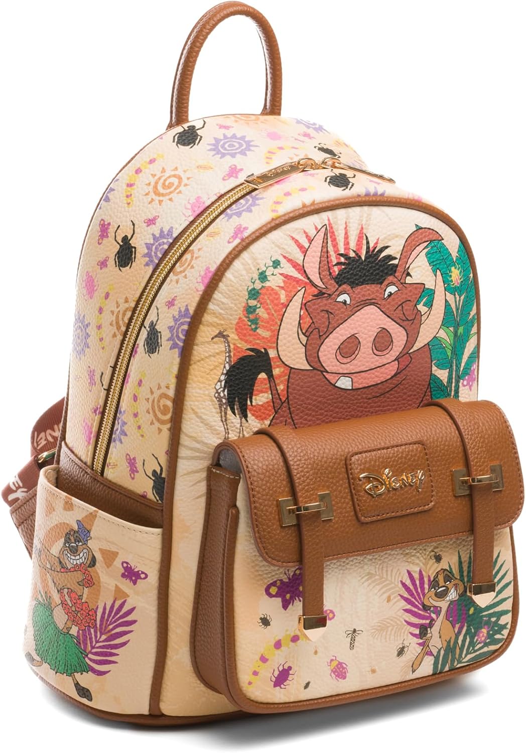 Disney The Lion King Timon & Pumbaa Worry 'Bout Nothing 11" Vegan Leather Mini Backpack - Image 2