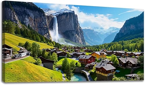 Miniatura 25 de 20"x 40" Canvas Wall Art Rustic Farmhouse Vintage Barn Country Field Landscape Acrylic Paint Framed Pictures Painting Prints Large Wall Art for