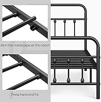 Vista 4 de Yaheetech Classic Metal Platform Bed Frame Mattress Foundation with Victorian Style Iron-Art Headboard/Footboard/Under Bed Storage/No Box Spring
