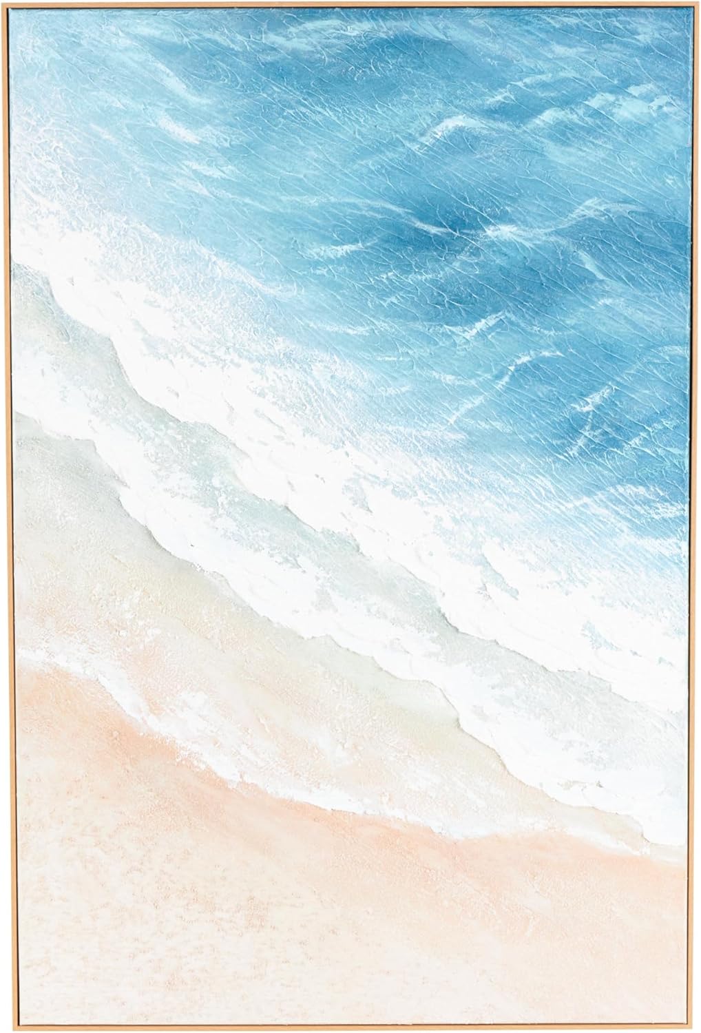 deco 79 canvas landscape living room framed wall art abstract ocean wave canvas wall art, wall art 32" x 2" x 47", blue