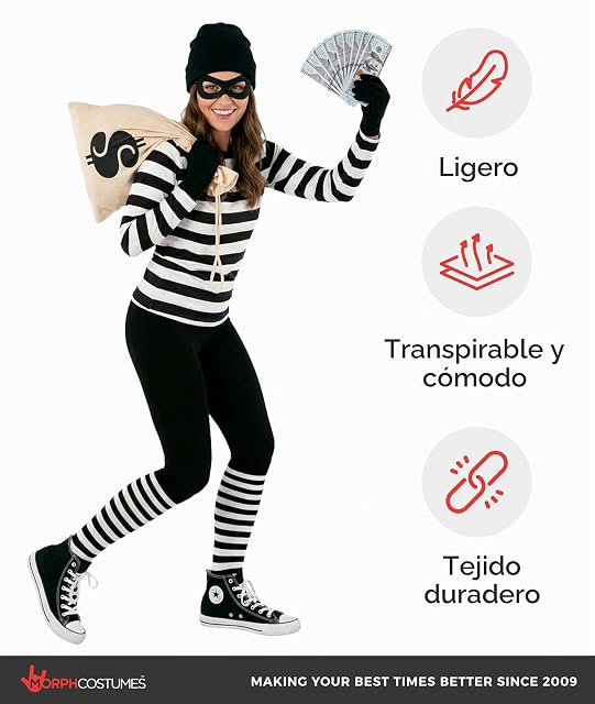 Foto 7 de 7 de Morph Disfraz Ladron Mujer, Disfraz de Ladrona Halloween Mujer, S