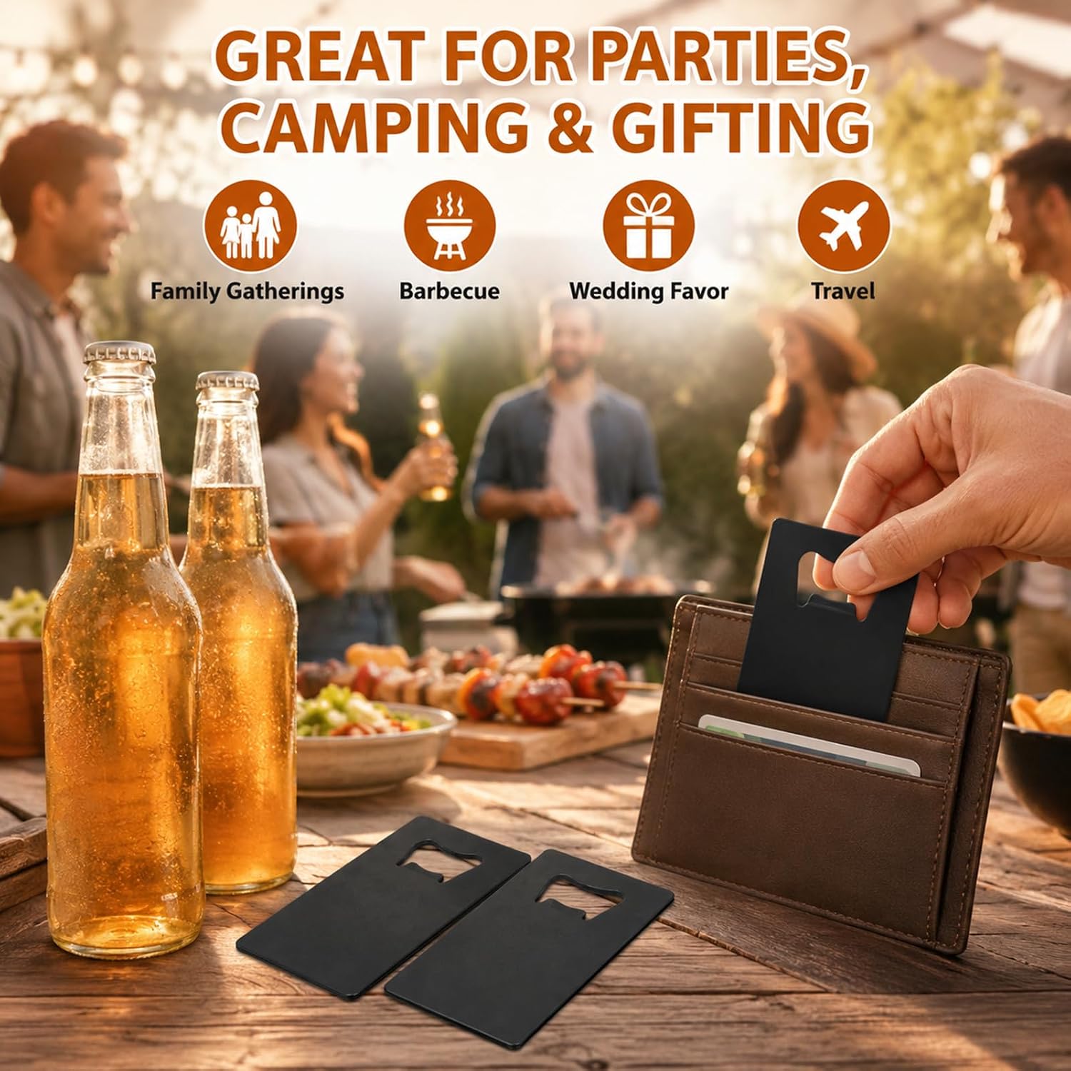 CYEAH 60 Pieces Credit Card Bottle Opener, Metal Poker Groomsmen Wallet Size Bottle Openers, Beer Wine Stainless Steel Bottles Opener for Wallet Pocket Party Wedding Favor image 5