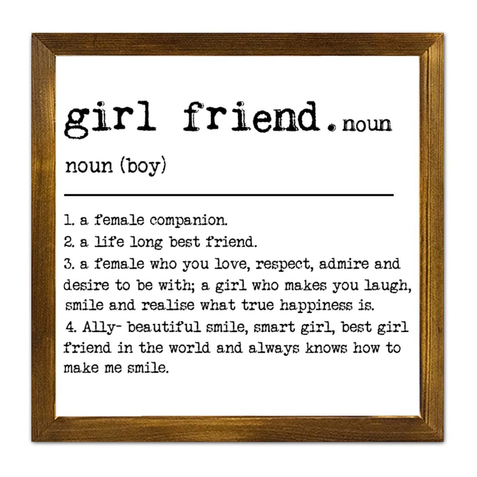 Plaque murale rétro en bois Girl Friend Definition déco maison chambre cuisine