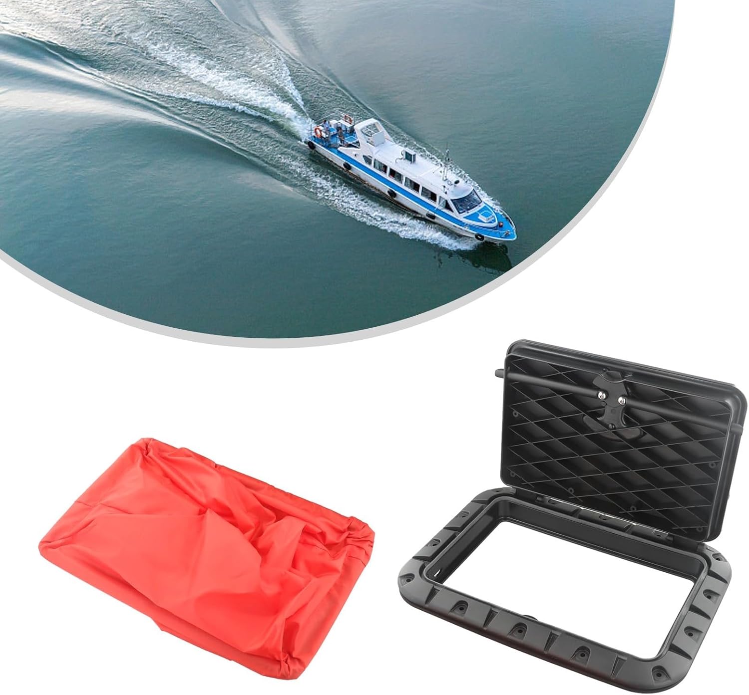 Marine Deck Plate Square Hatch Pull Out Handle Hatch Waterproof Square Hatch Deck Plate Cover For Boat For Canoe Fishing Rigging Sailing