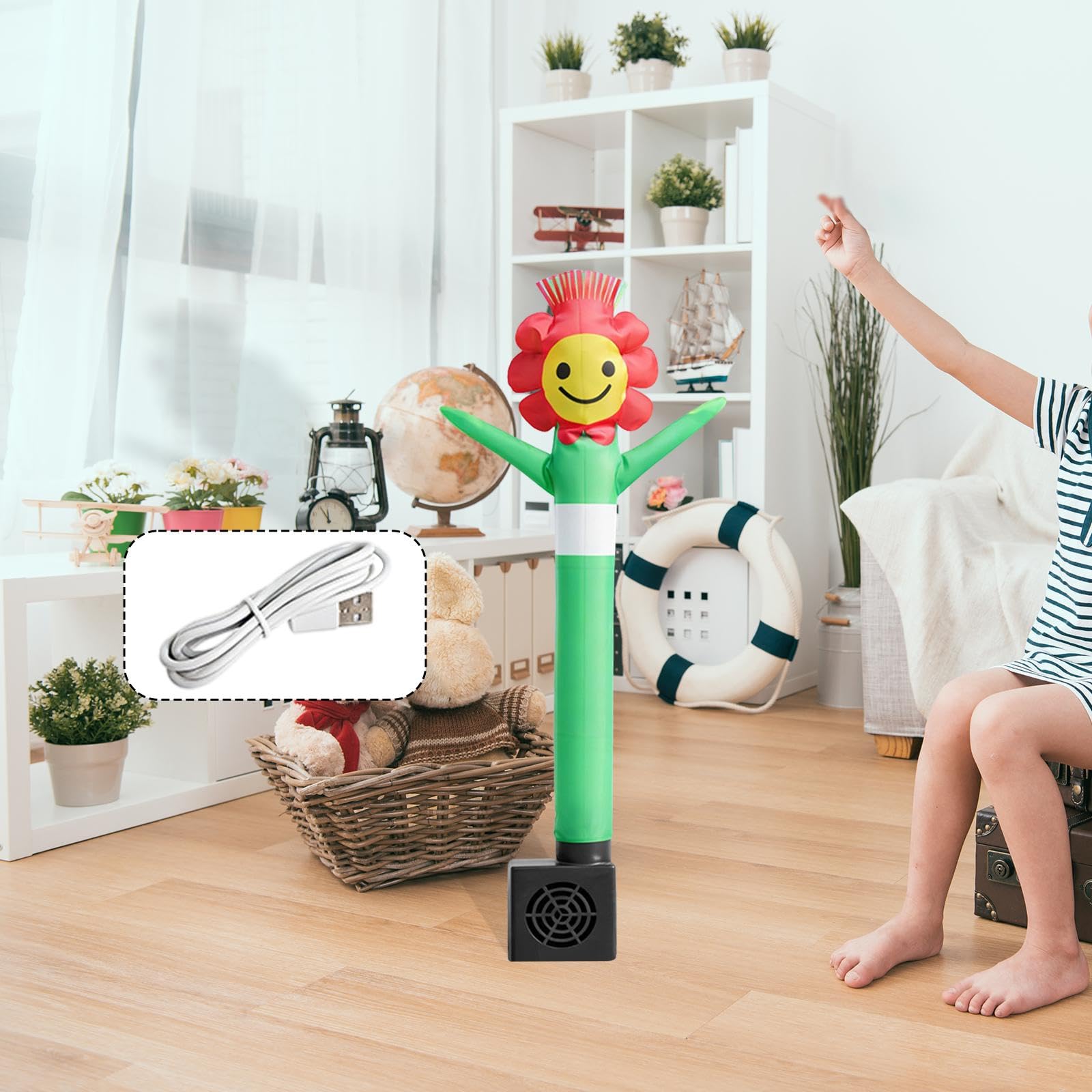 Oshhni Wacky Waving Gonfiabile a forma di tubo, con soffiatore, portatile, robusto, decorazione da scrivania, divertente, regalo per ufficio a casa, Fiore